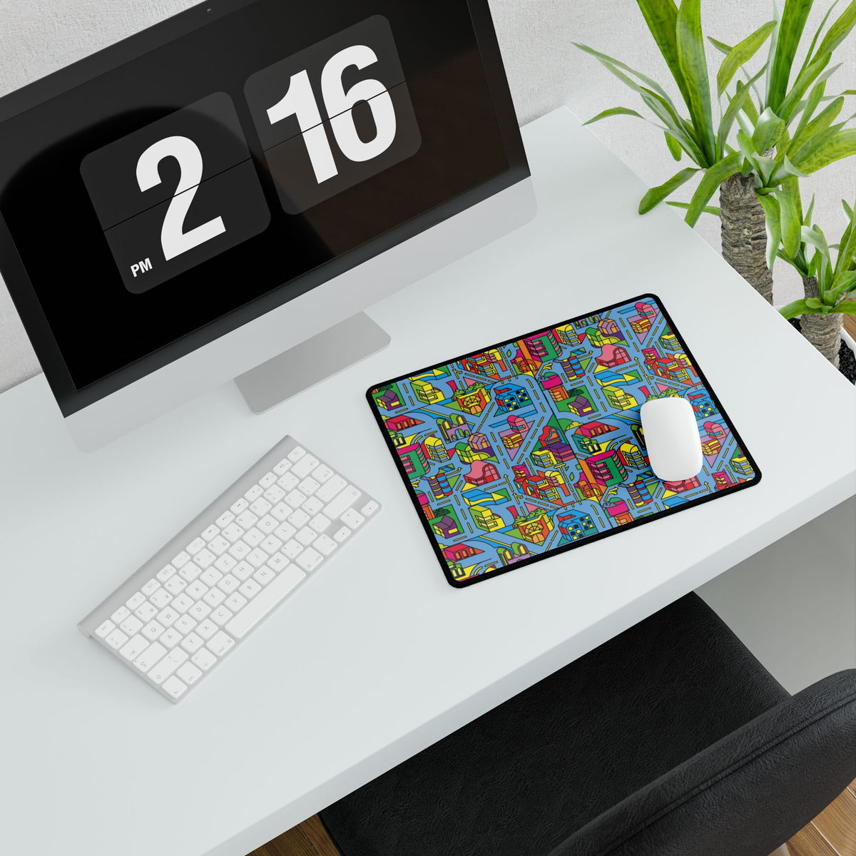 Colorful Cityscape Desk Mat
