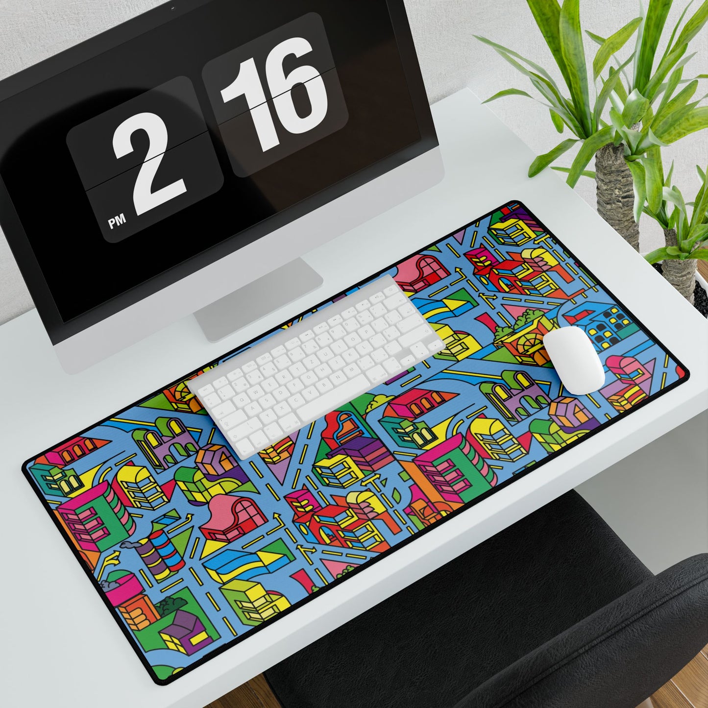 Colorful Cityscape Desk Mat