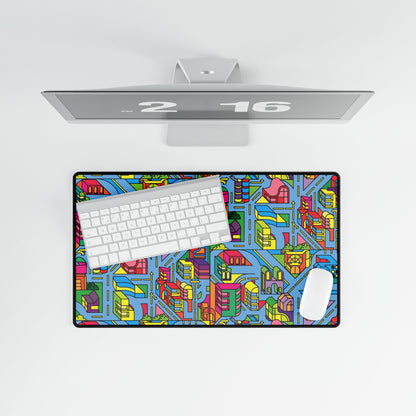 Colorful Cityscape Desk Mat